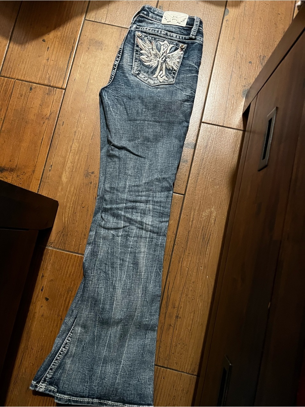 Miss Me Dark Blue Embroidered Pocket Kids Jeans